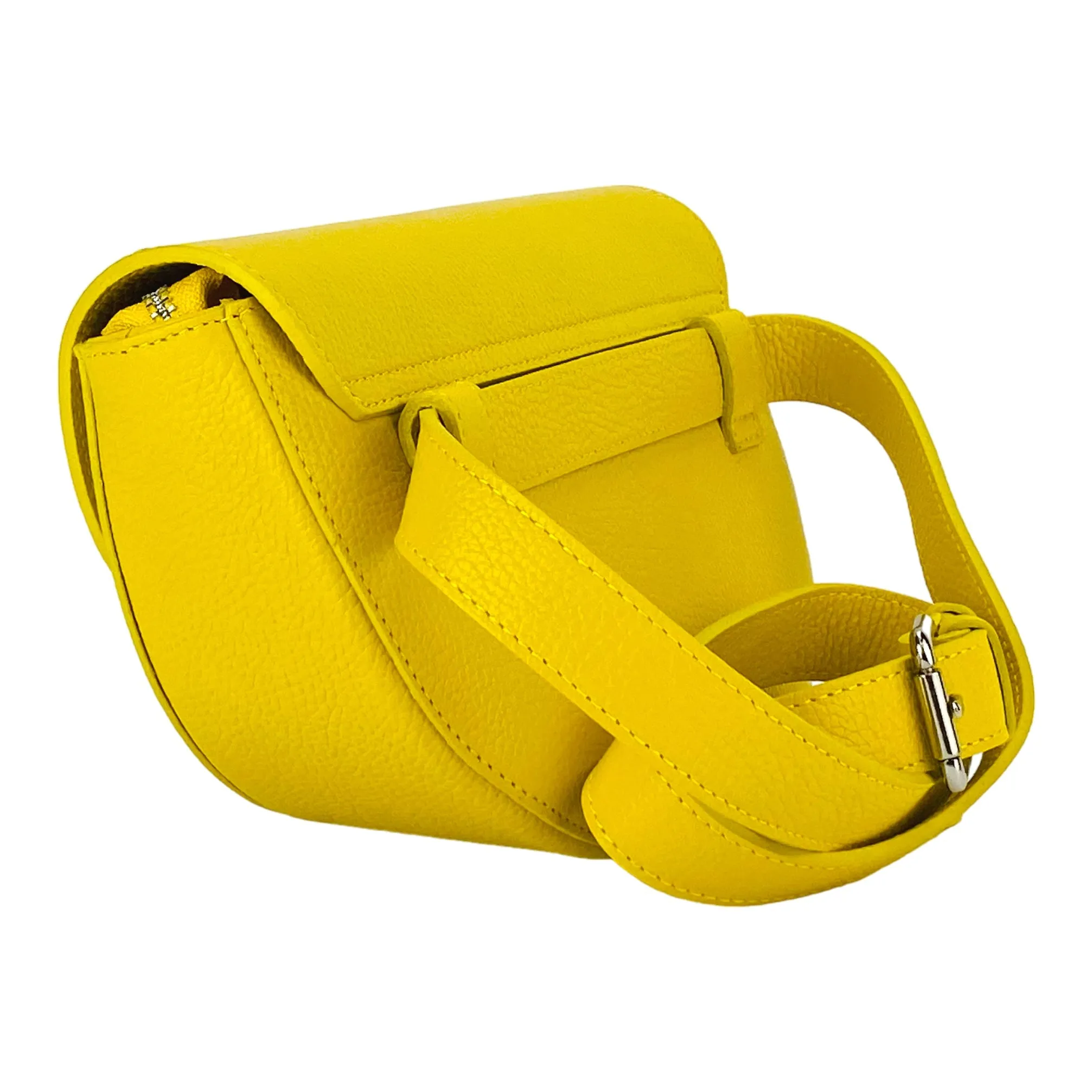Renato Borzatta leather rounded crossbody waist bag yellow