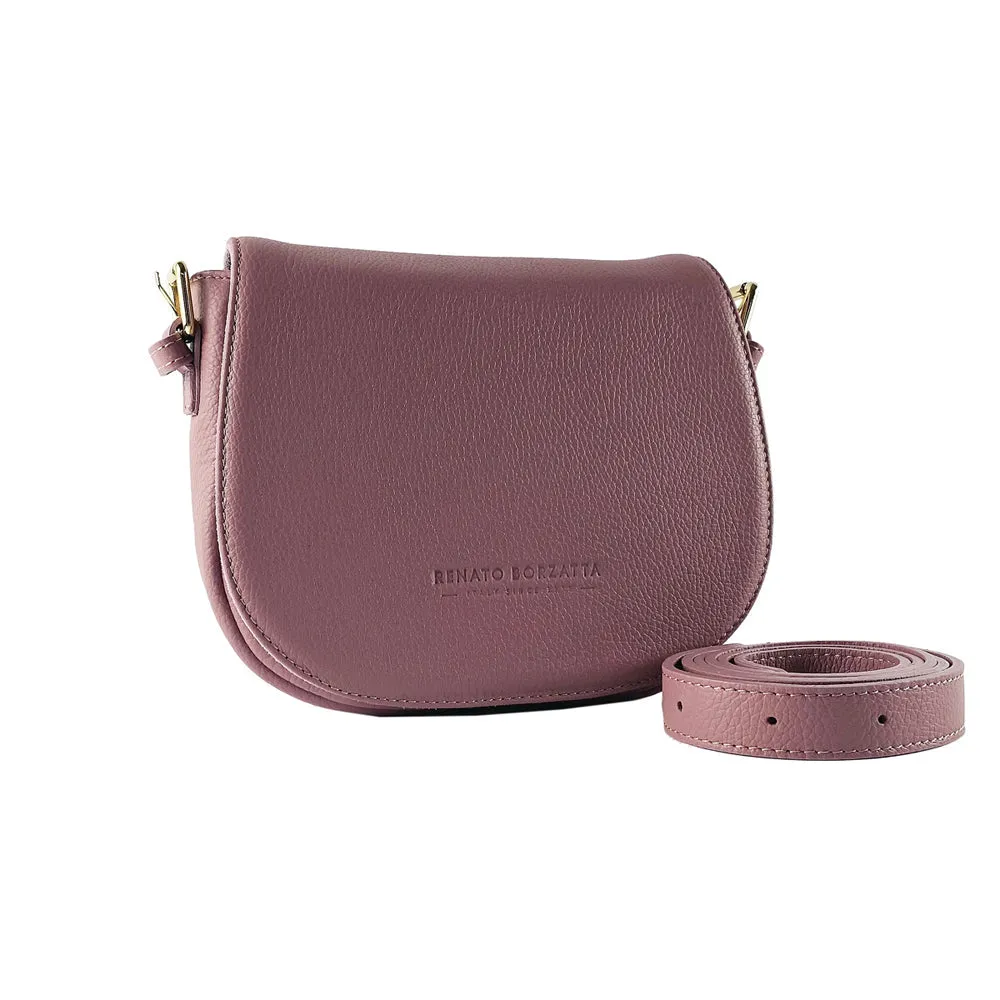 Renato Borzatta Leather Saddle Shoulder Bag Pink
