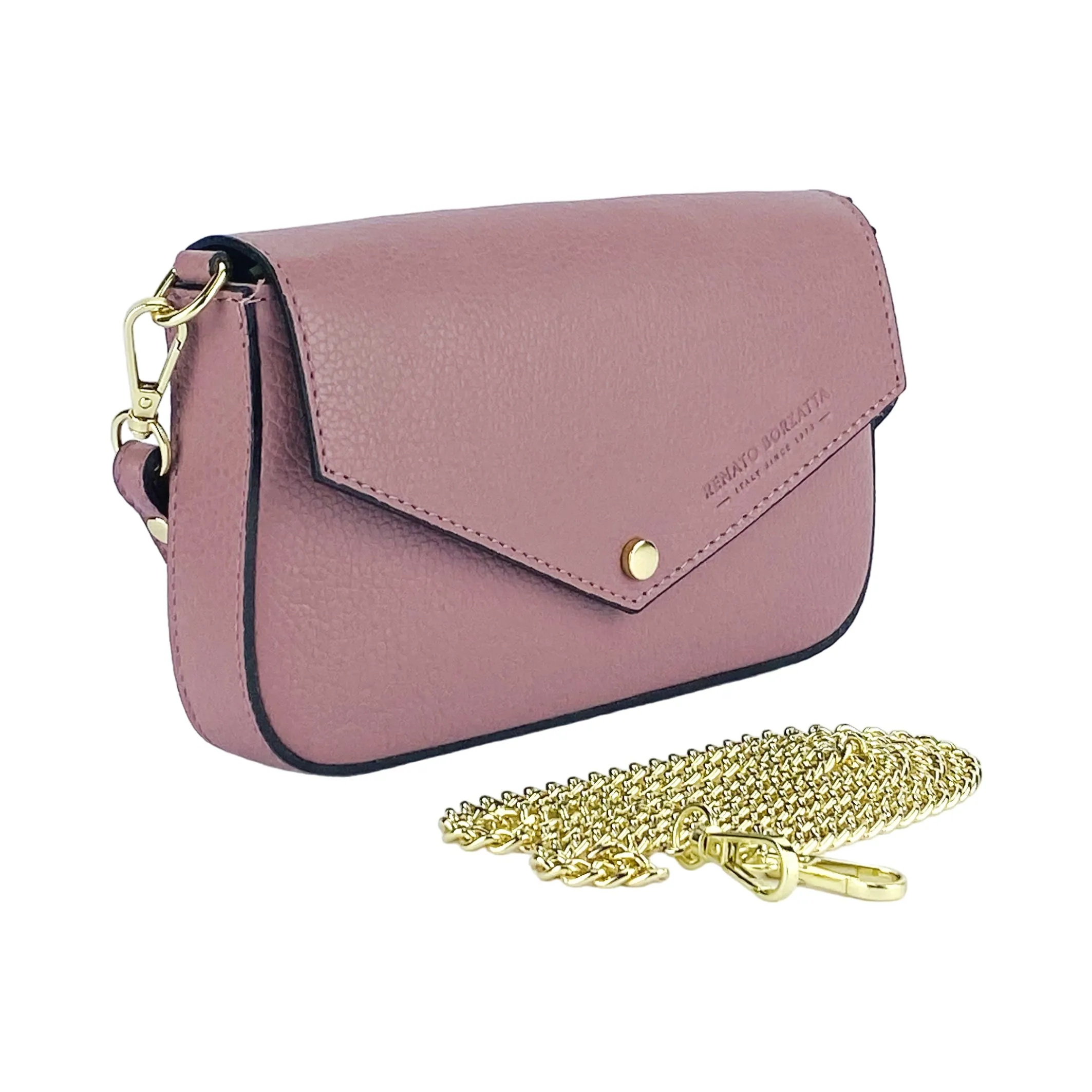 Renato Borzatta Small Chain Post Shoulder Bag Antique Pink