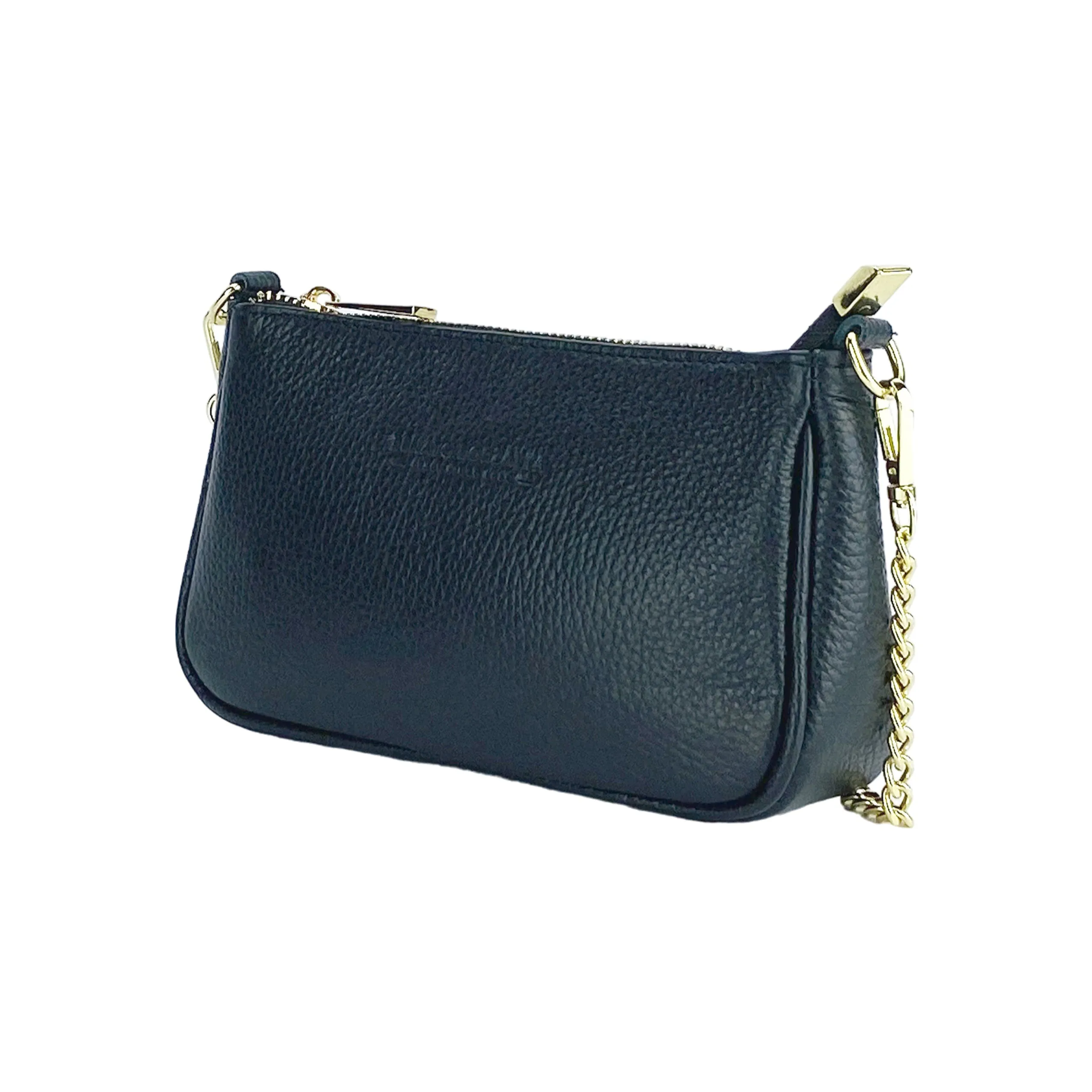 Renato Borzatta Small leather chain shoulder bag black