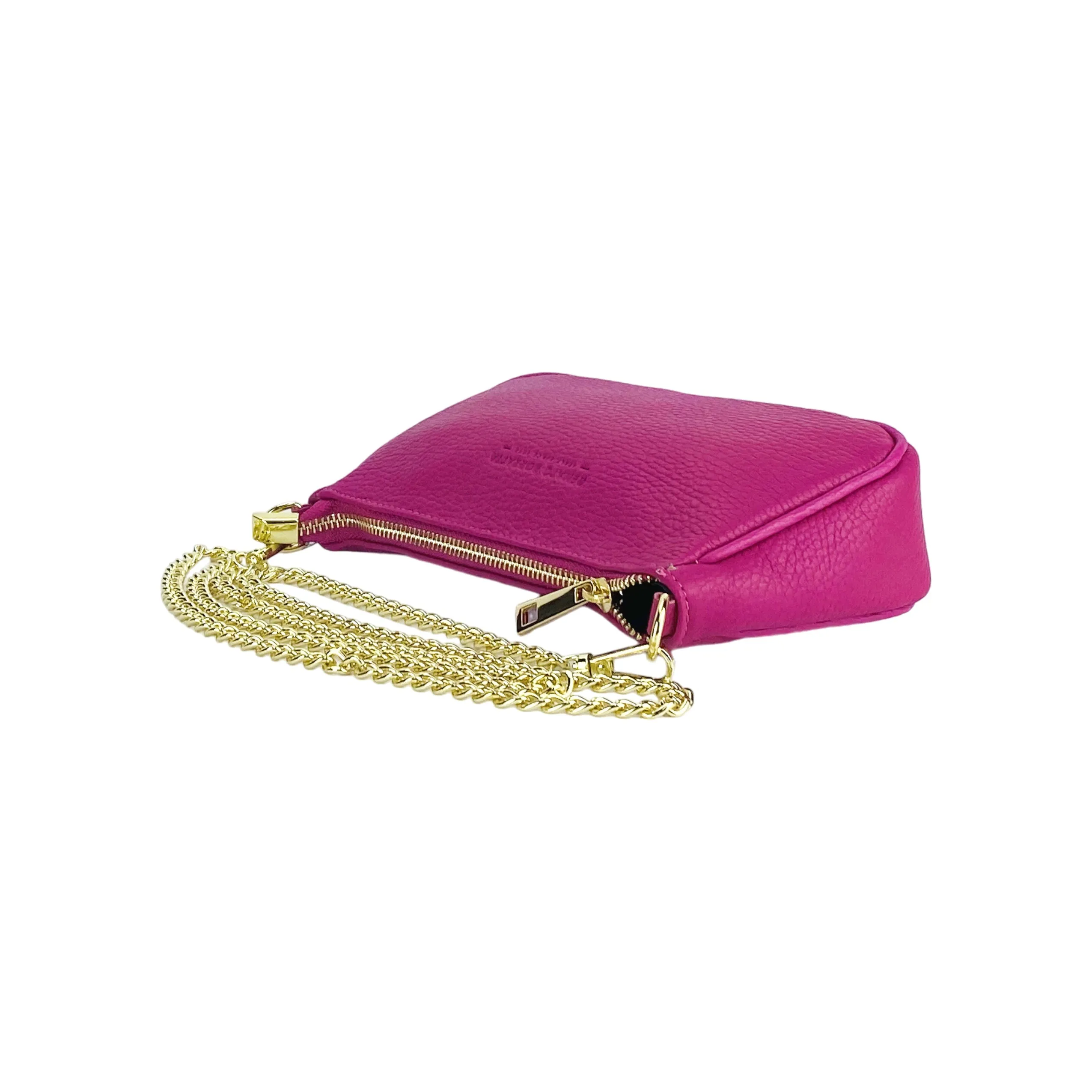 Renato Borzatta Small leather chain shoulder bag Fuchsia Pink