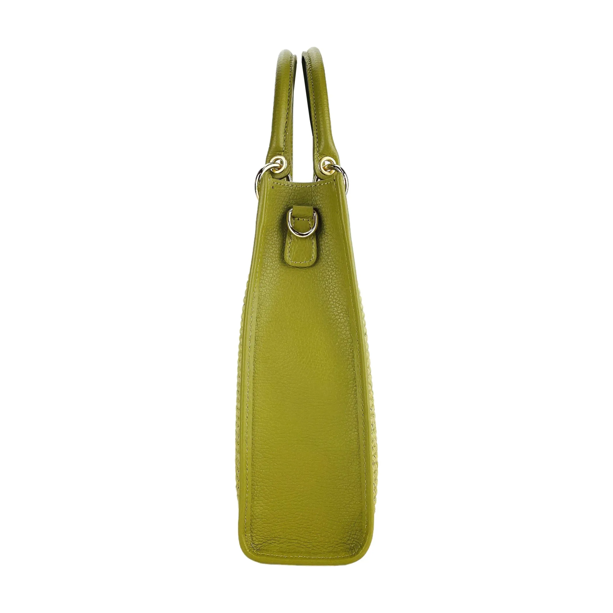 Renato Borzatta Vertical leather and straw handbag shoulder bag green