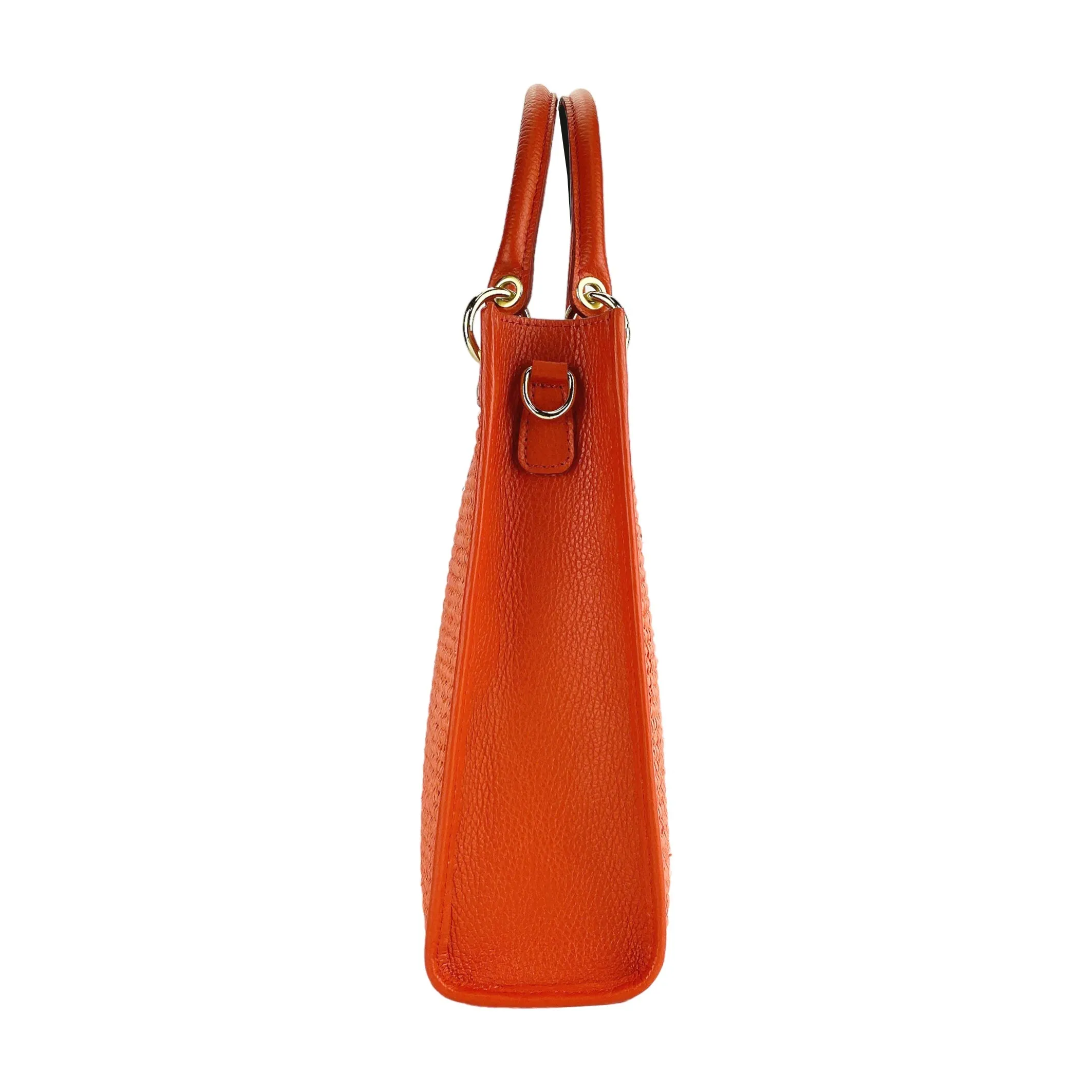 Renato Borzatta Vertical straw and leather shoulder bag coral orange