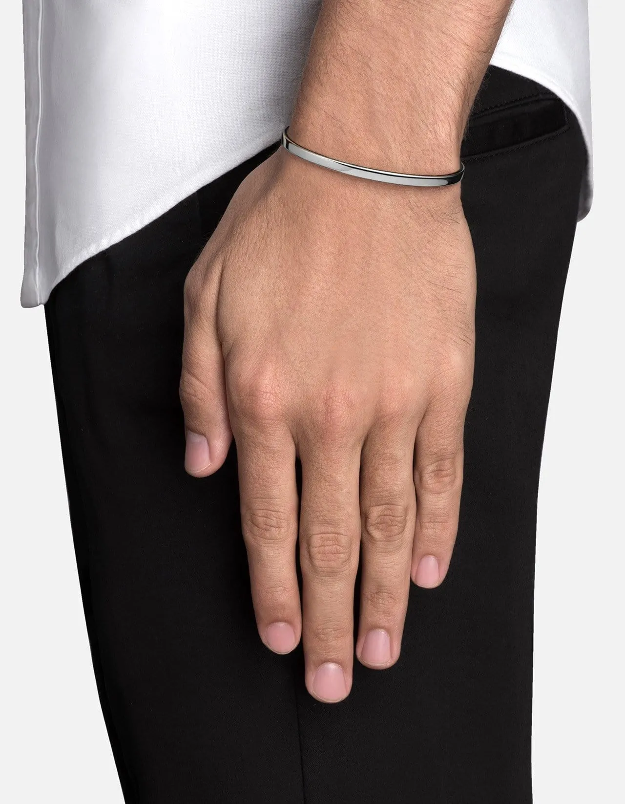 Ridge Cuff, Sterling Silver/Black