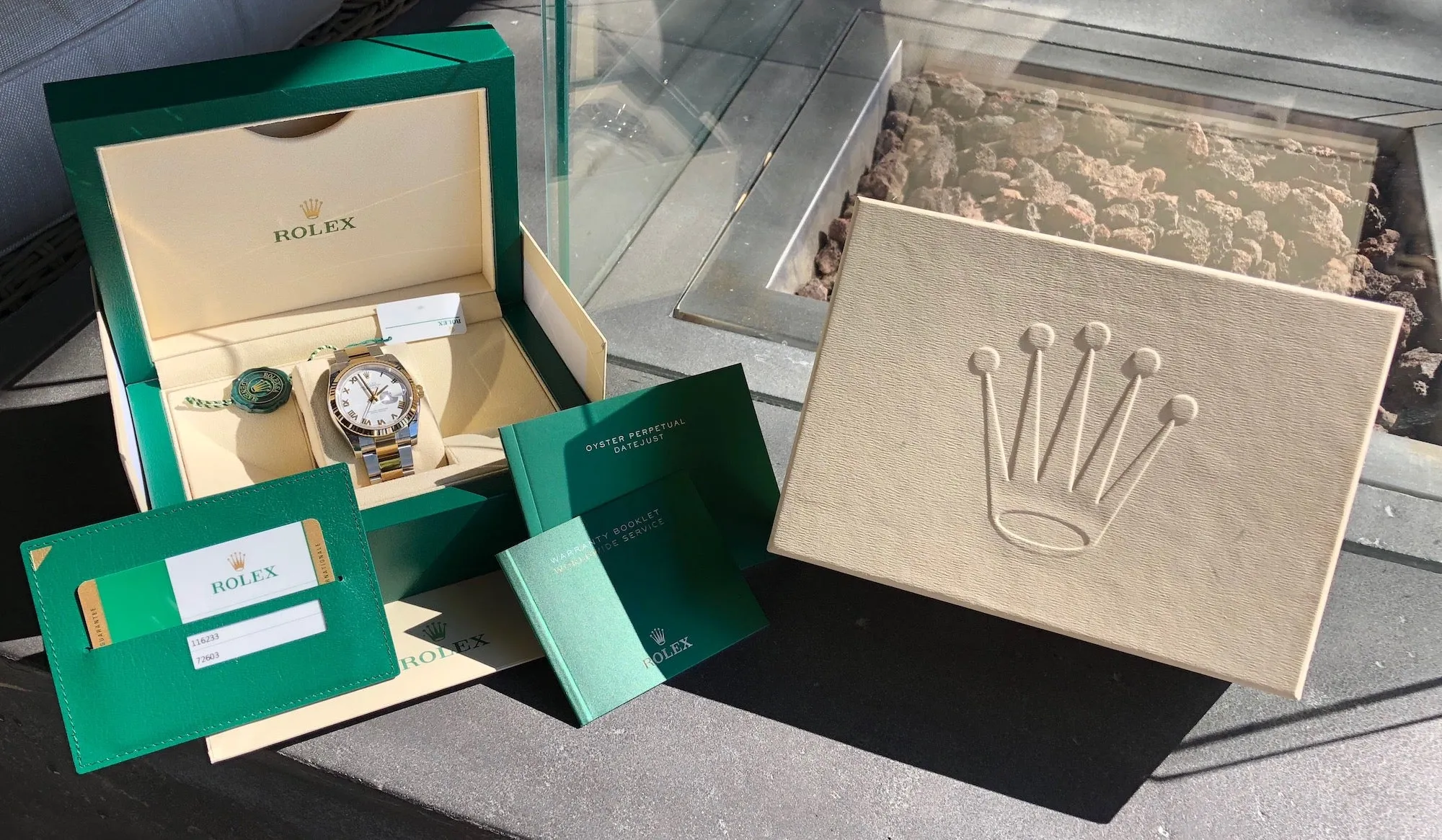 Rolex Datejust 116233 White Roman Two Tone Steel Gold Oyster Wristwatch Box & Papers New Unworn
