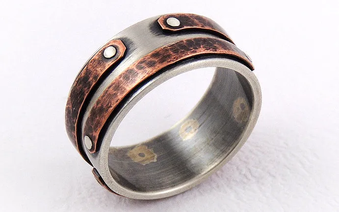 Rustic Copper Engagement Men's Ring