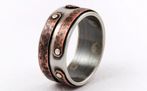Rustic Copper Engagement Men's Ring