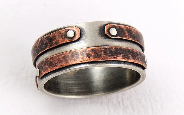 Rustic Copper Engagement Men's Ring