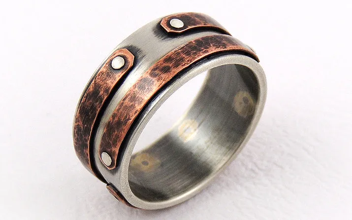 Rustic Copper Engagement Men's Ring
