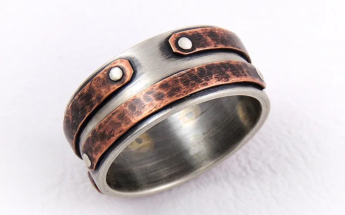 Rustic Copper Engagement Men's Ring