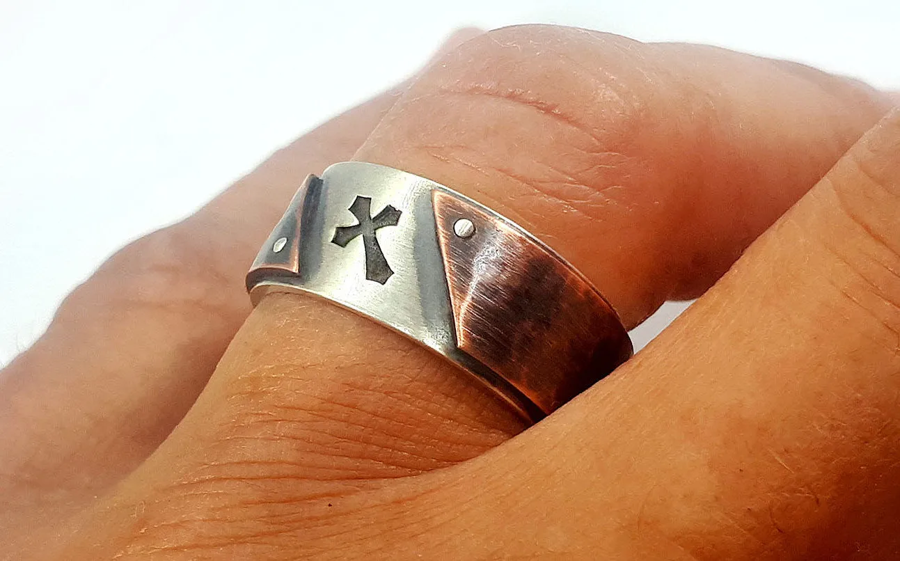 Rustic Cross Men's Ring