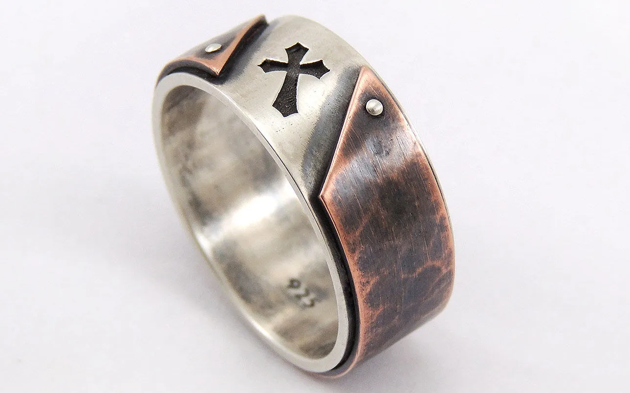 Rustic Cross Men's Ring