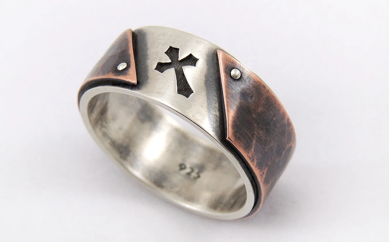 Rustic Cross Men's Ring