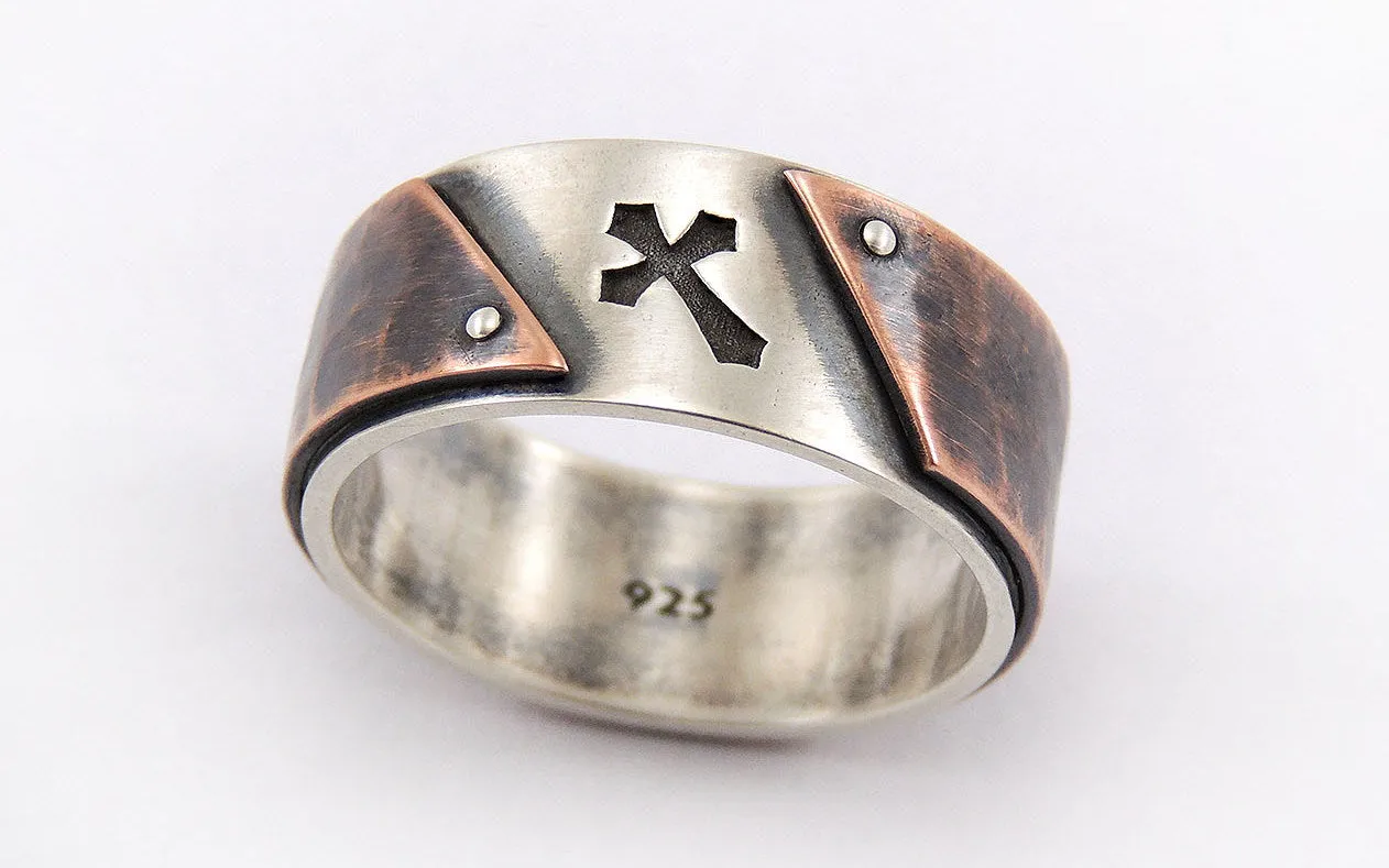 Rustic Cross Men's Ring
