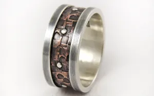 Rustic unique mens ring