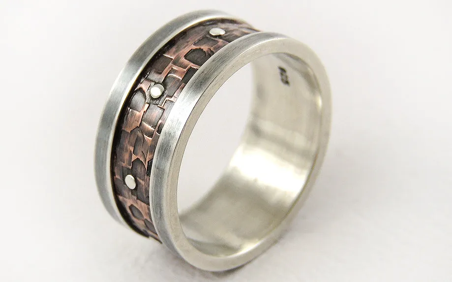 Rustic unique mens ring