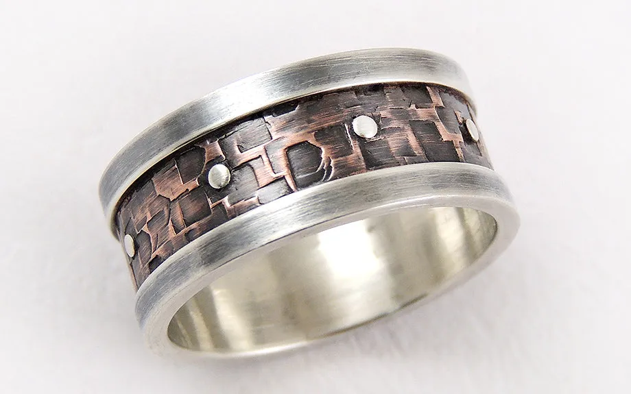 Rustic unique mens ring
