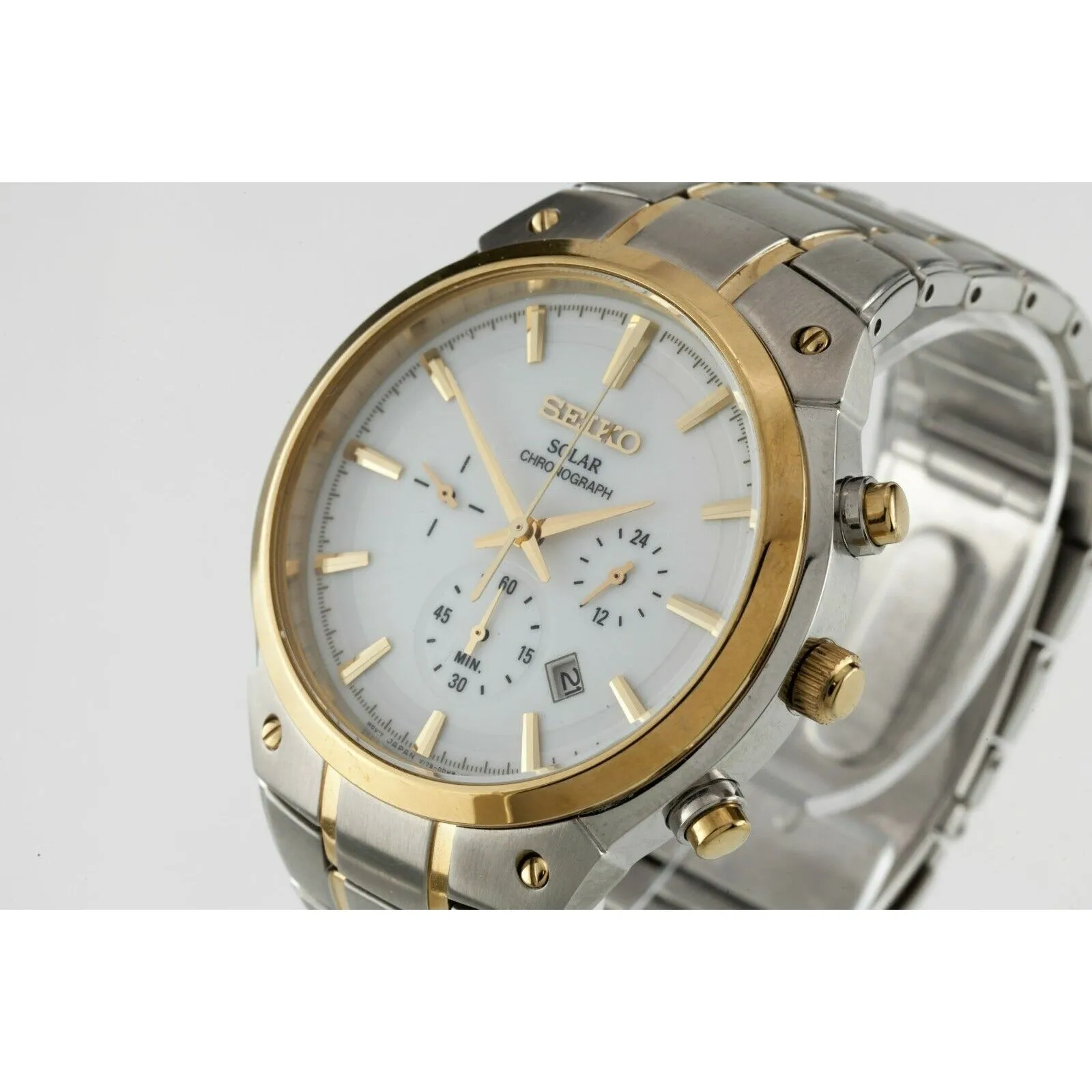 Seiko Solar Chronograph Men's SS Two-Tone Watch V175-0CX0