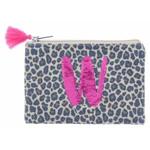 Sequin Initial Leopard Bag