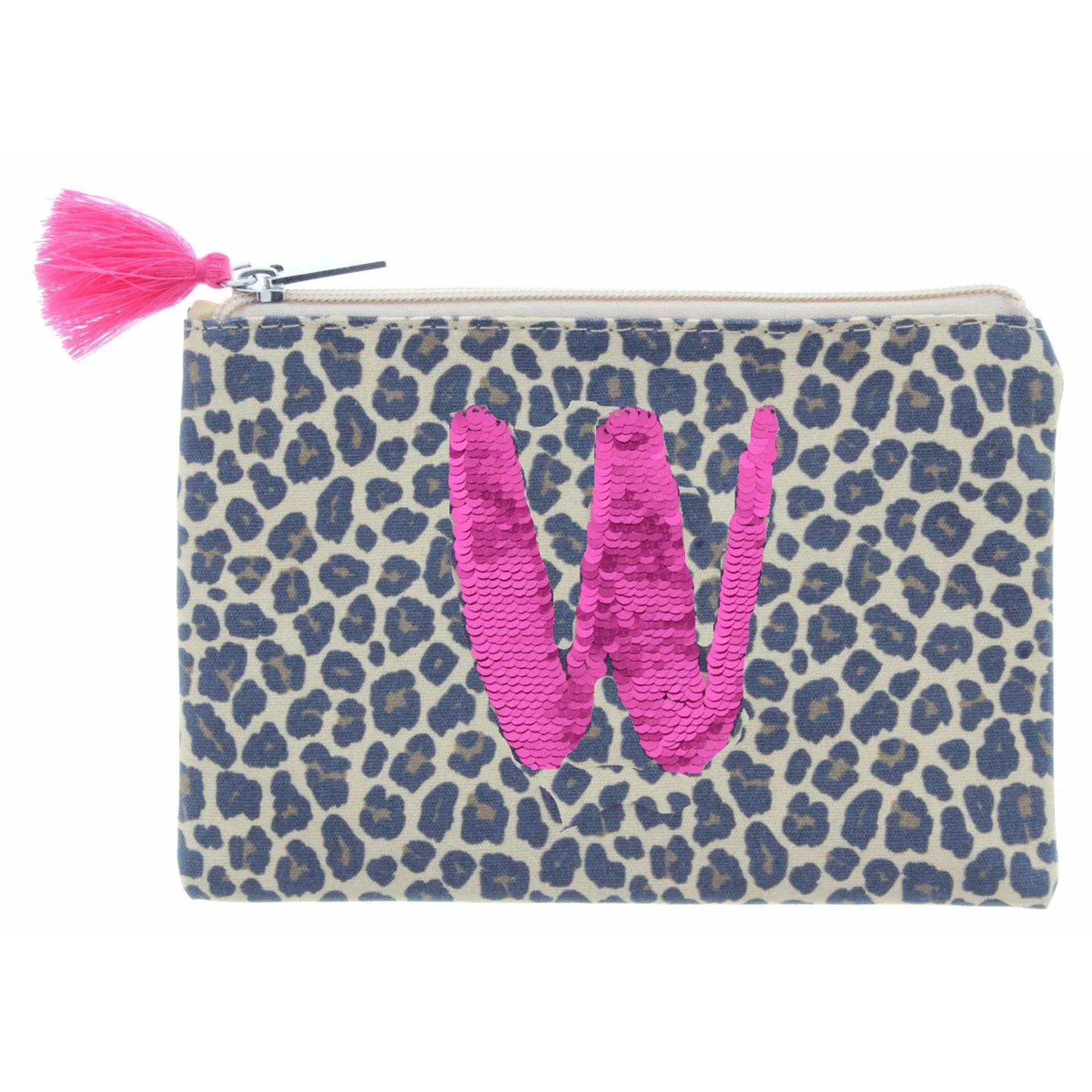 Sequin Initial Leopard Bag