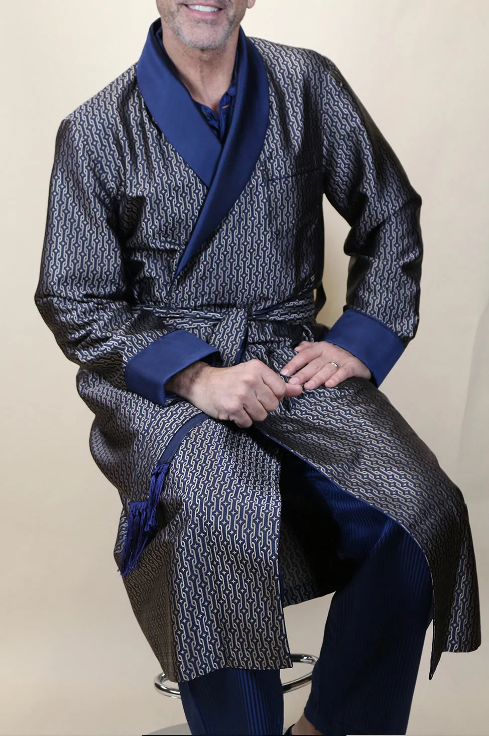 Silk Copper and Navy Robe