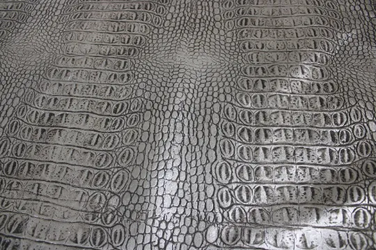 SILVER EMBOSSED CROCODILE LEATHER : Genuine Leather 2.5-3 oz. - Perfect for Handbags and Leather Crafts!