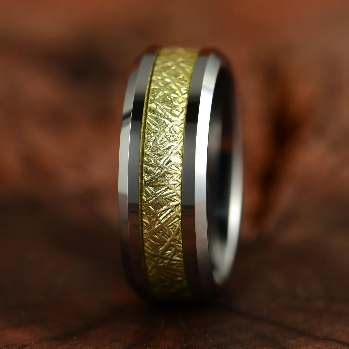 Silver Tungsten Leaf Leaf Men's Wedding Band 8MM