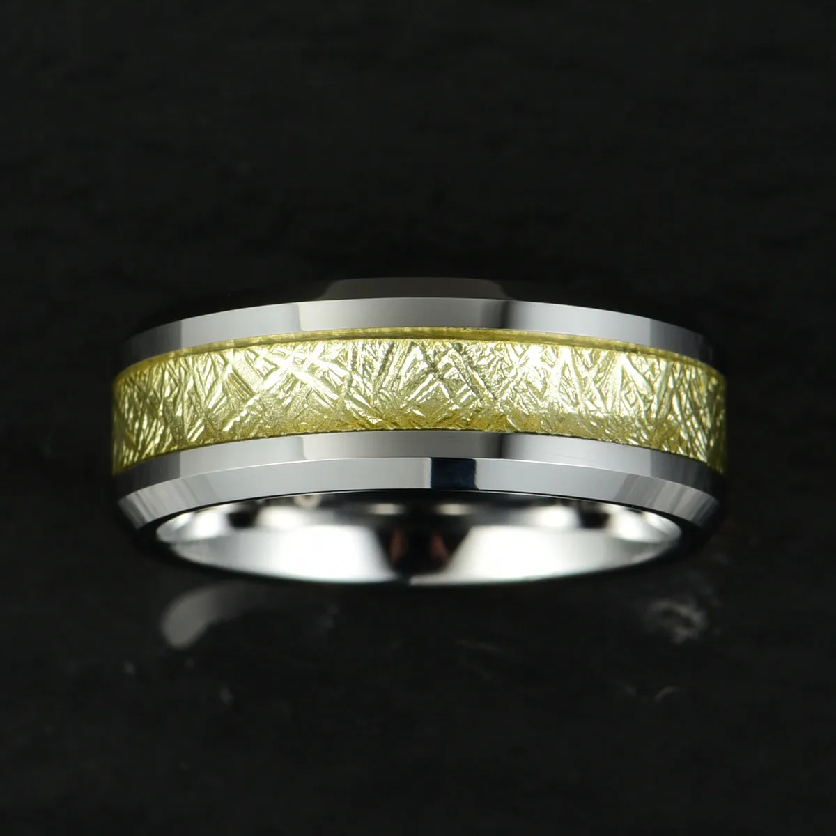 Silver Tungsten Leaf Leaf Men's Wedding Band 8MM