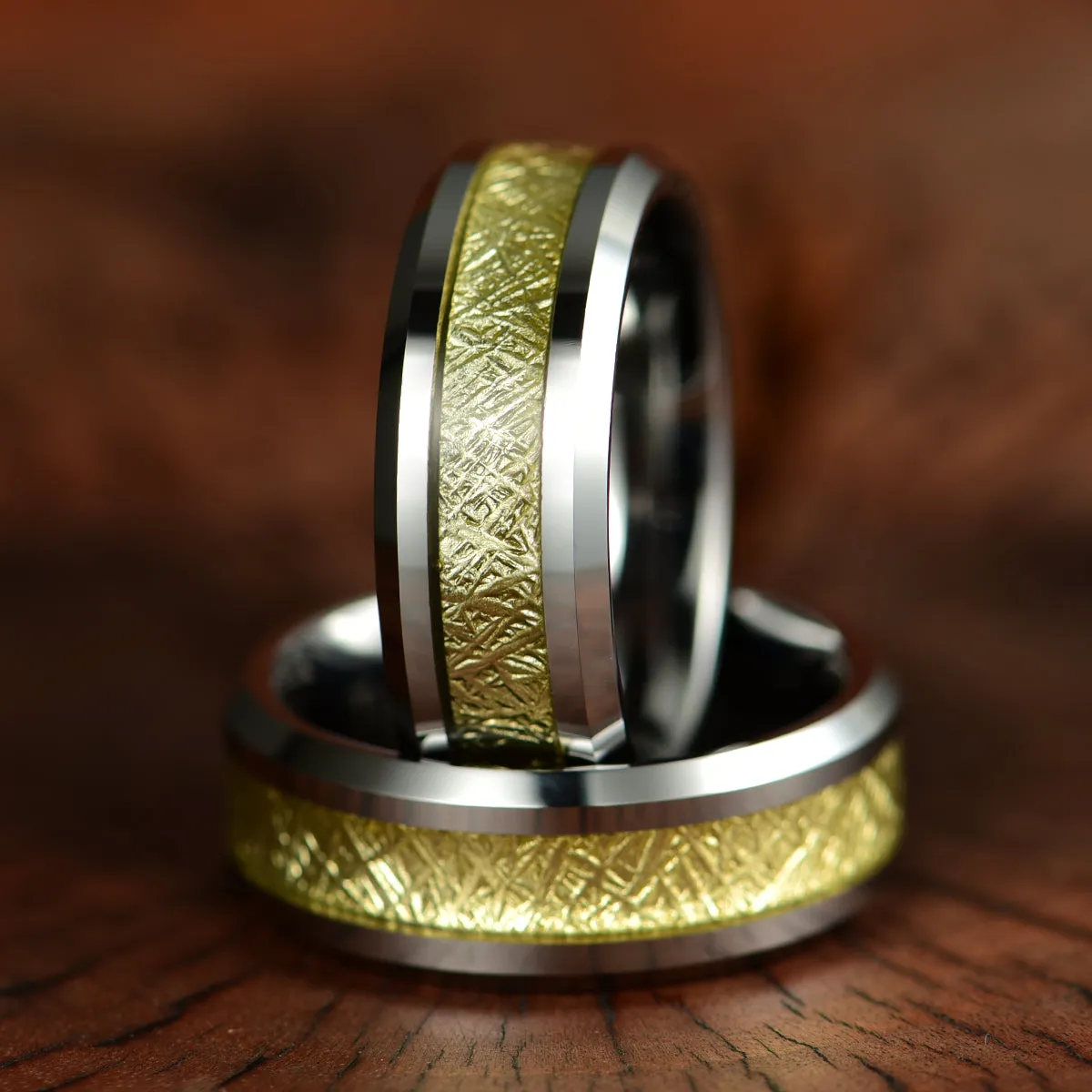 Silver Tungsten Leaf Leaf Men's Wedding Band 8MM