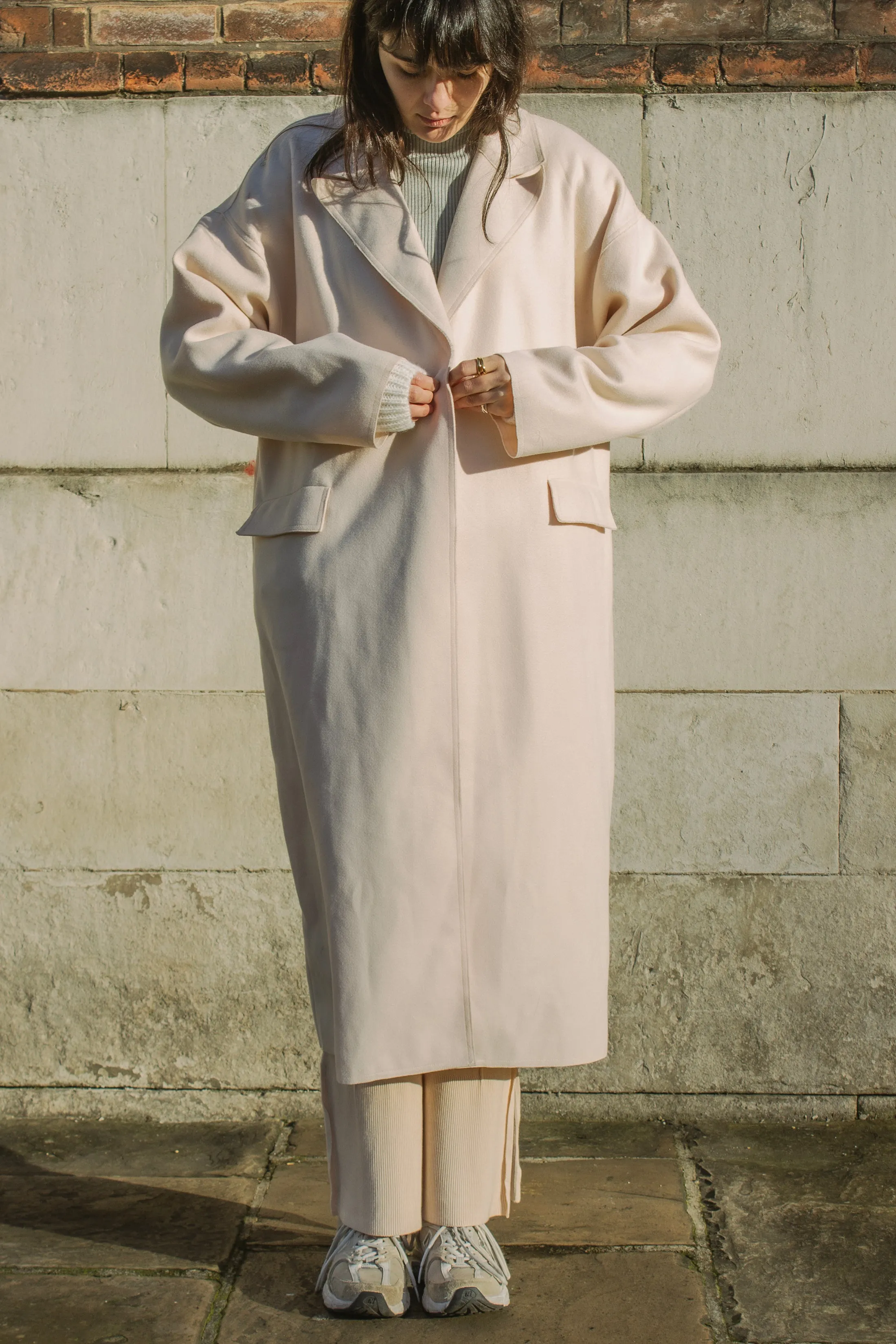 Single Button Top Collar Longline Coat