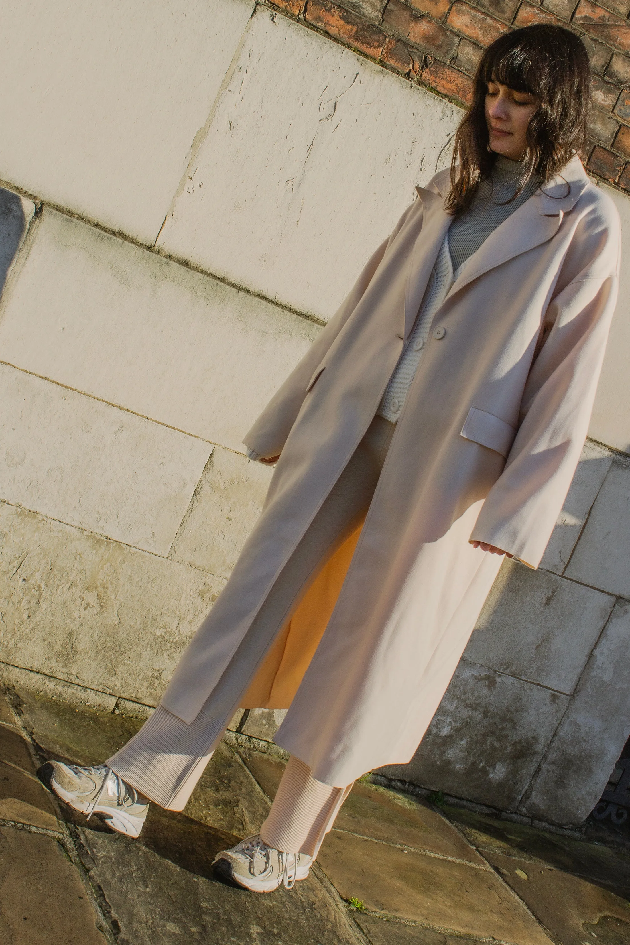 Single Button Top Collar Longline Coat