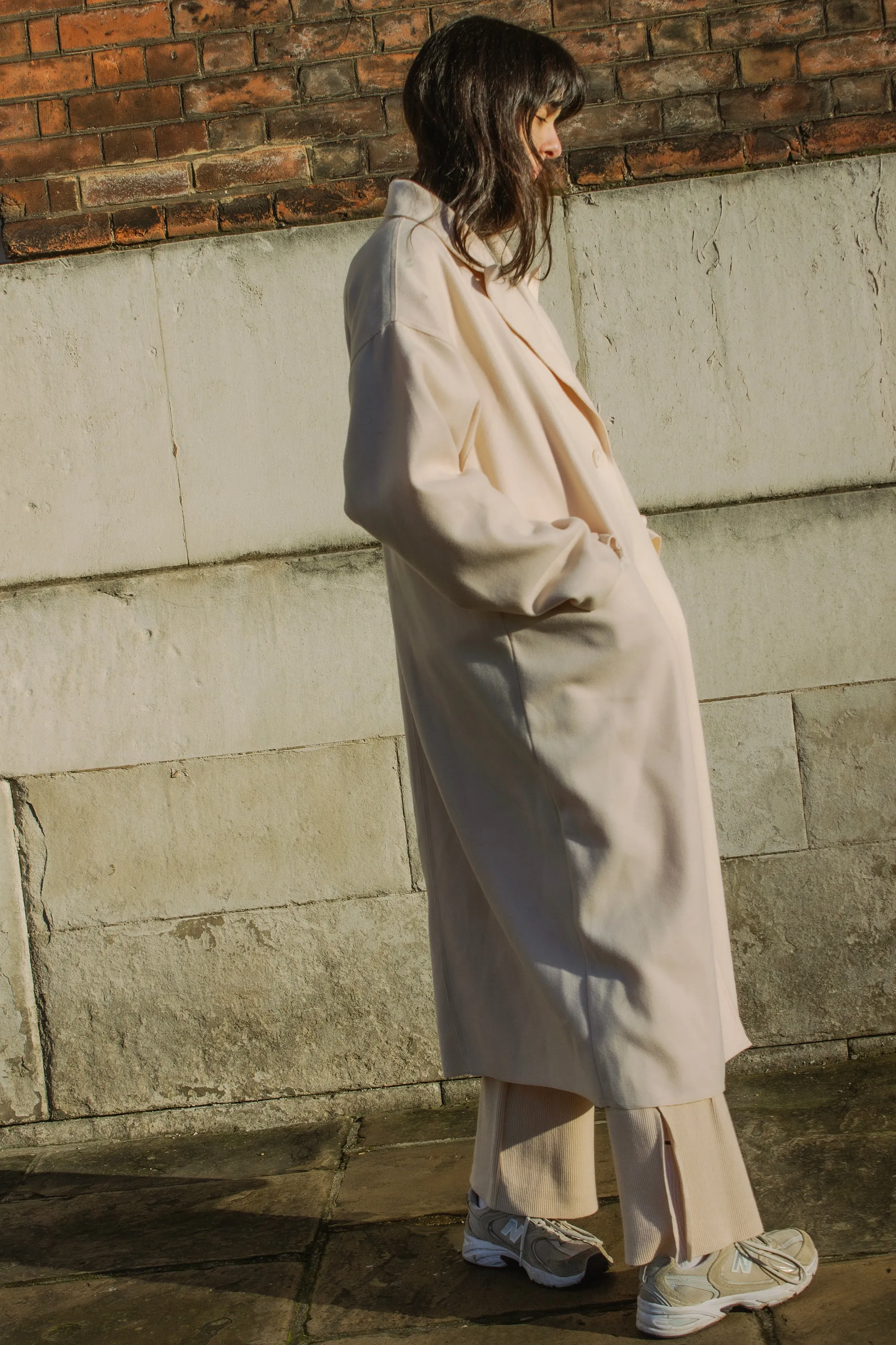 Single Button Top Collar Longline Coat