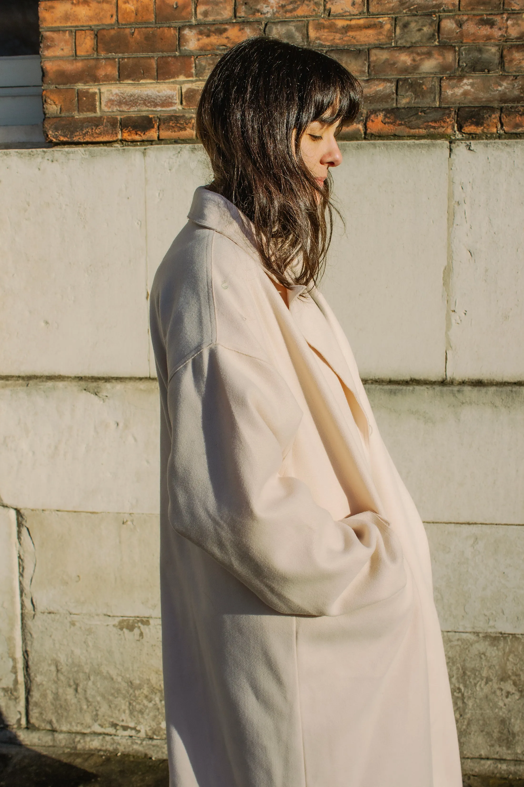 Single Button Top Collar Longline Coat