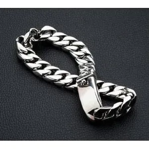 Small Cuban Link Chain Sterling Silver Men's Biker Bracelet