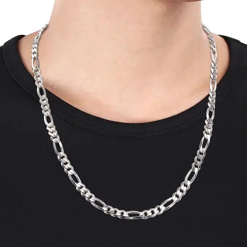Sterling Silver 24" 5.6mm Italian Men's Figaro Link Chain