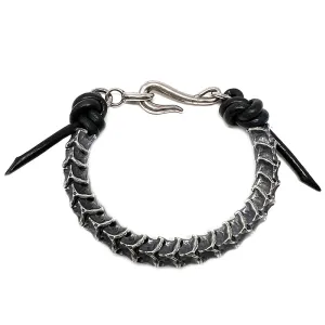 Sterling Silver Vertebrae Leather Bracelet