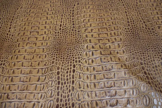 TAN EMBOSSED CROCODILE LEATHER : Genuine Leather 2.5-3 oz. - Perfect for Handbags and Leather Crafts!