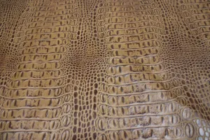 TAN EMBOSSED CROCODILE LEATHER : Genuine Leather 2.5-3 oz. - Perfect for Handbags and Leather Crafts!