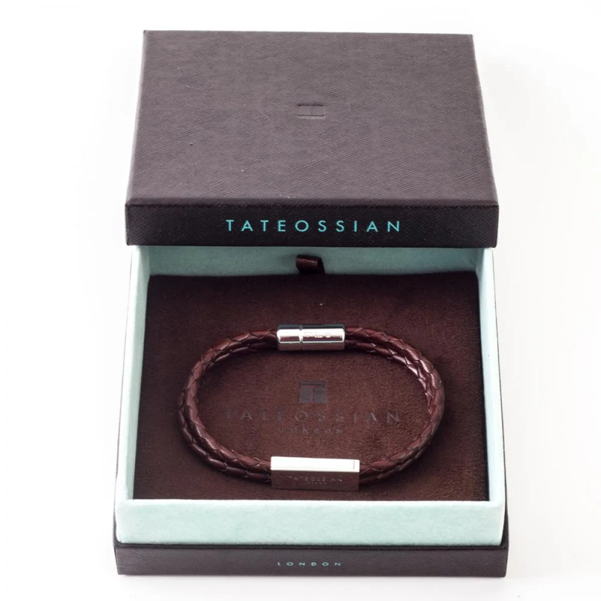 Tateossian Men's Wrap Leather Bracelet, Sterling Silver, Brown