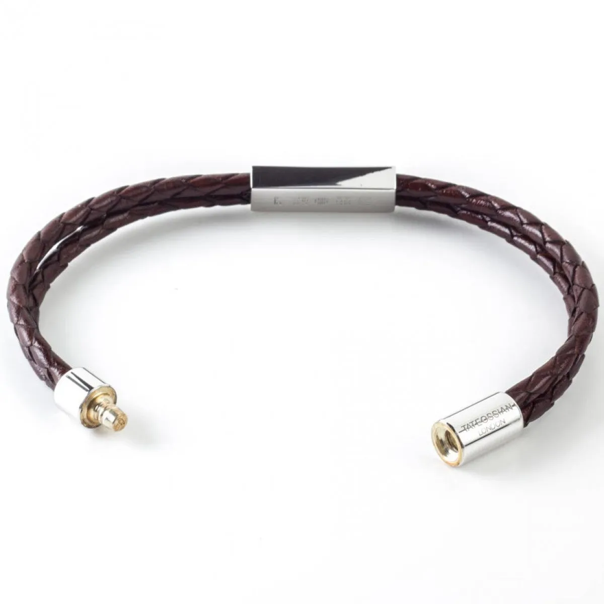 Tateossian Men's Wrap Leather Bracelet, Sterling Silver, Brown