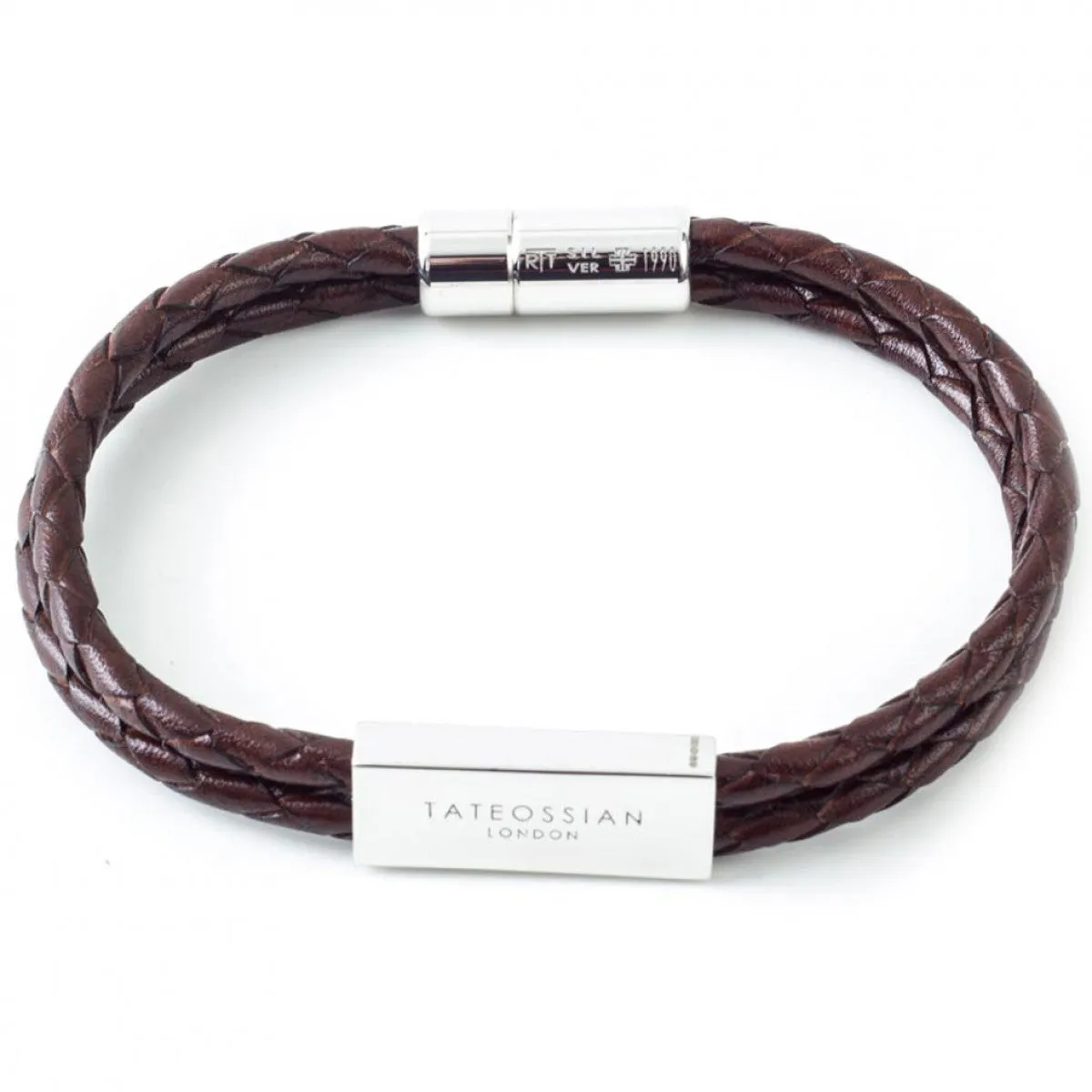 Tateossian Men's Wrap Leather Bracelet, Sterling Silver, Brown