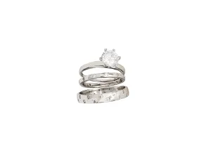 Three-Pieces Cubic Zirconia Engagement Ring (Silver)