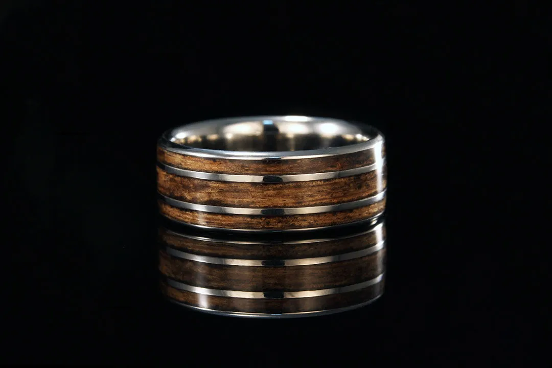 TITANIUM DOUBLE OFFSET WHISKEY BARREL WOOD RING