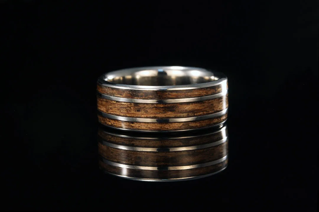 TITANIUM DOUBLE OFFSET WHISKEY BARREL WOOD RING