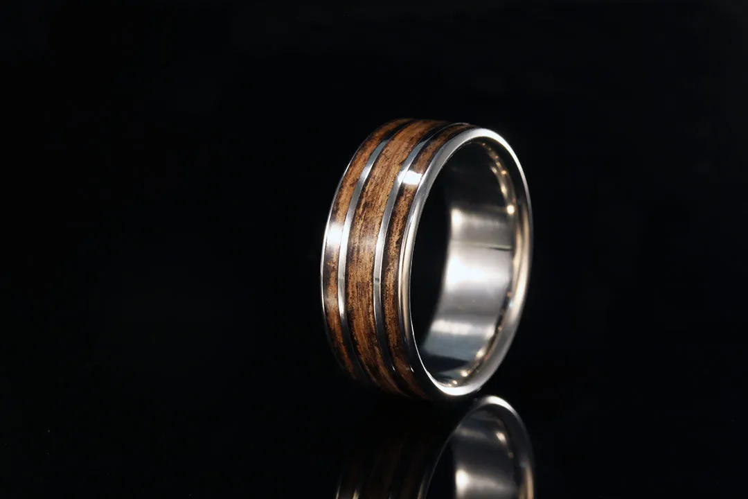 TITANIUM DOUBLE OFFSET WHISKEY BARREL WOOD RING