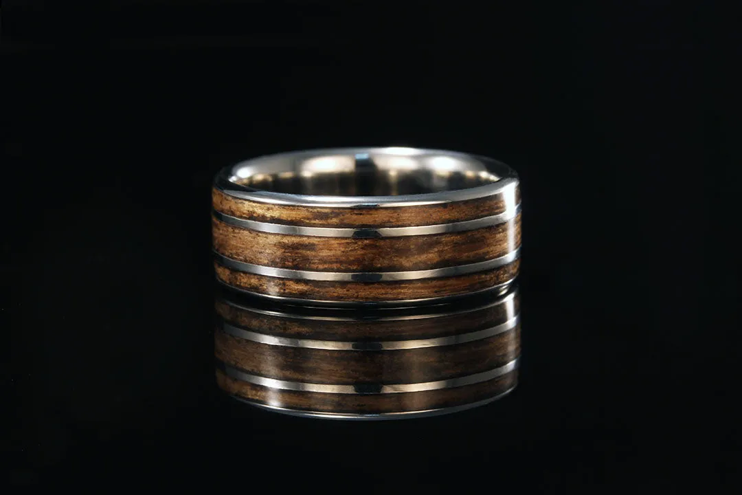 TITANIUM DOUBLE OFFSET WHISKEY BARREL WOOD RING
