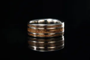 TITANIUM DOUBLE OFFSET WHISKEY BARREL WOOD RING