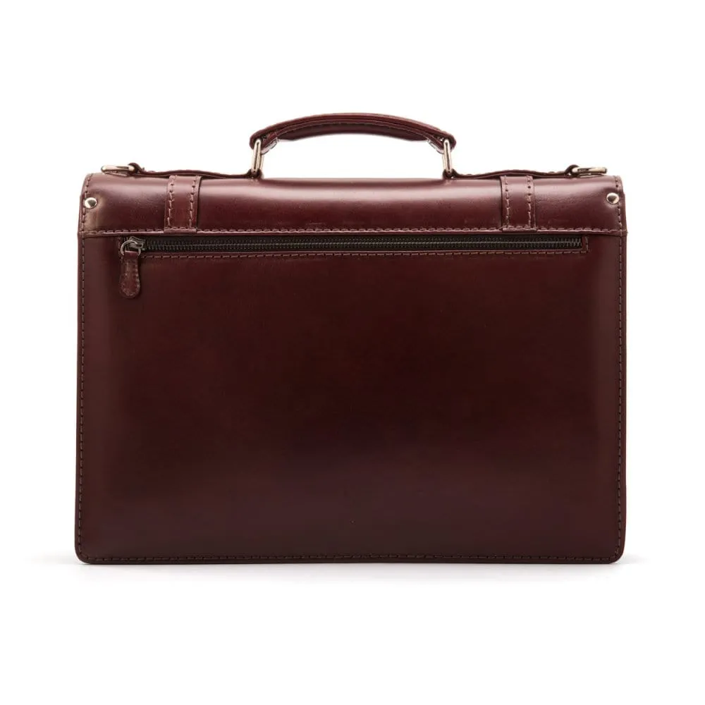 Traditional Vintage Leather Briefcase - Burgundy