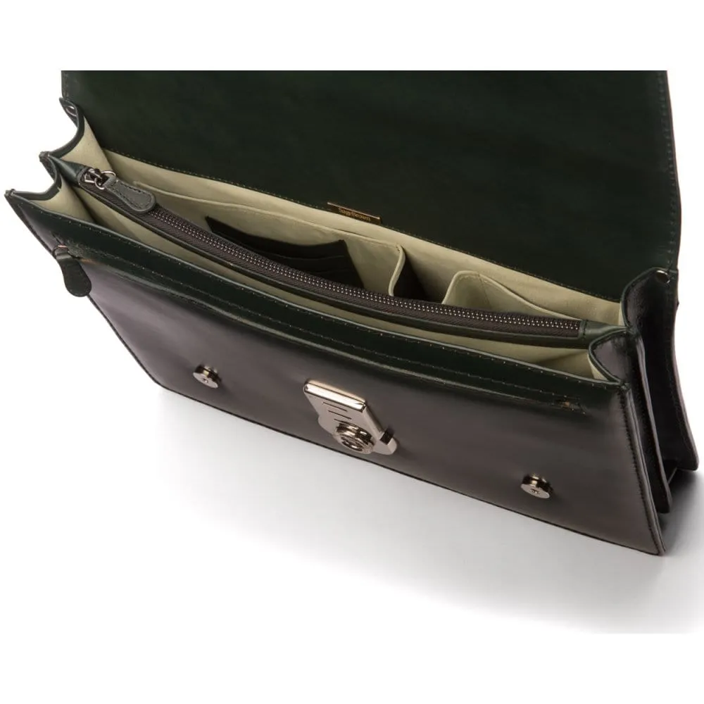 Traditional Vintage Leather Briefcase - Green
