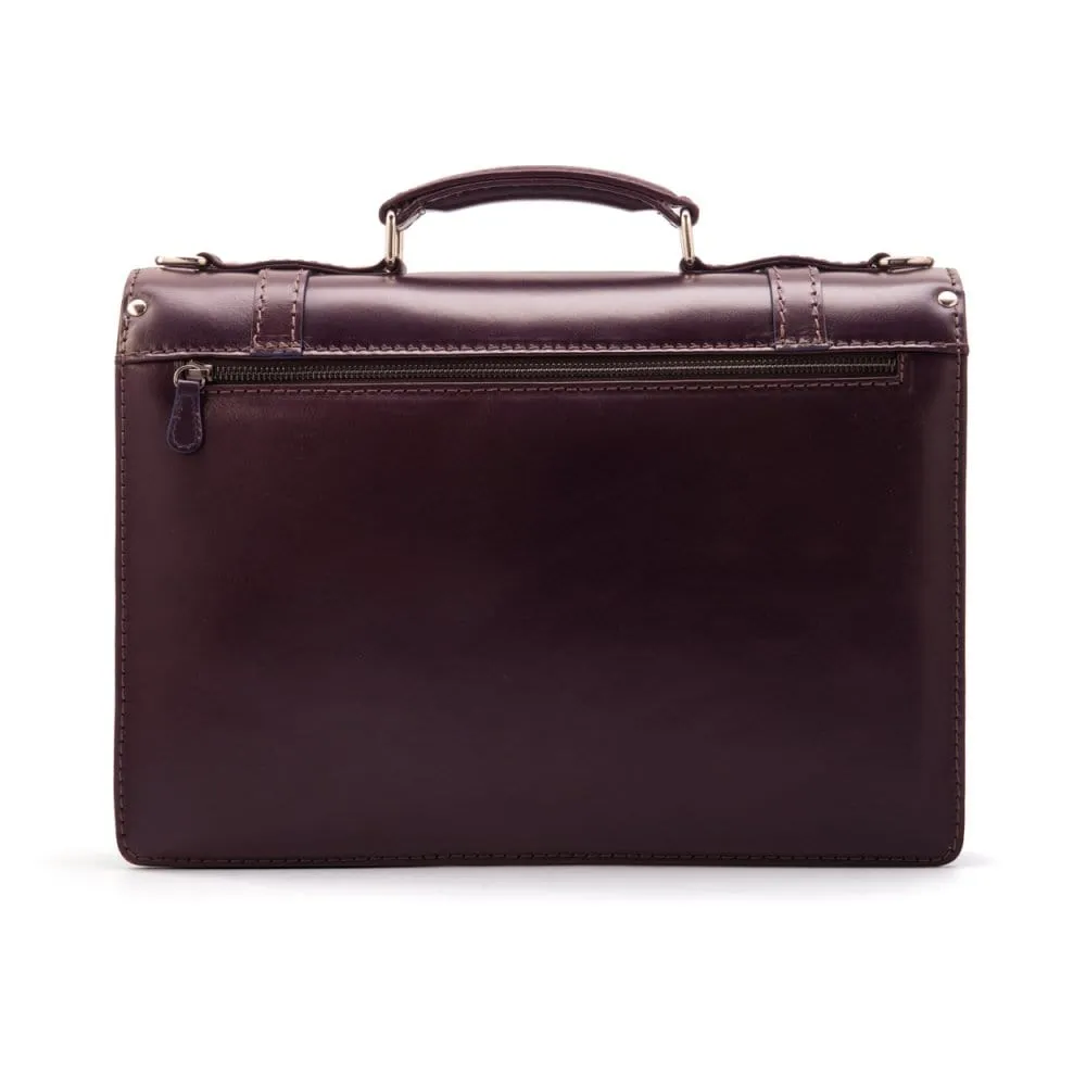 Traditional Vintage Leather Briefcase - Purple
